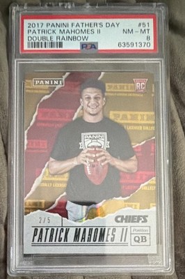Panini 2017 Father's Day Patrick Mahomes II 51 Double Rainbow RC 2/5 PSA 8