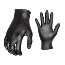 Large Black Traction Grip Disposable Nitrile Work Gloves (10-Count)