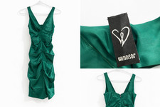 Windsor Emerald Green Satin Ruched Bodycon Cocktail Party Dress Sleeveless S3/4