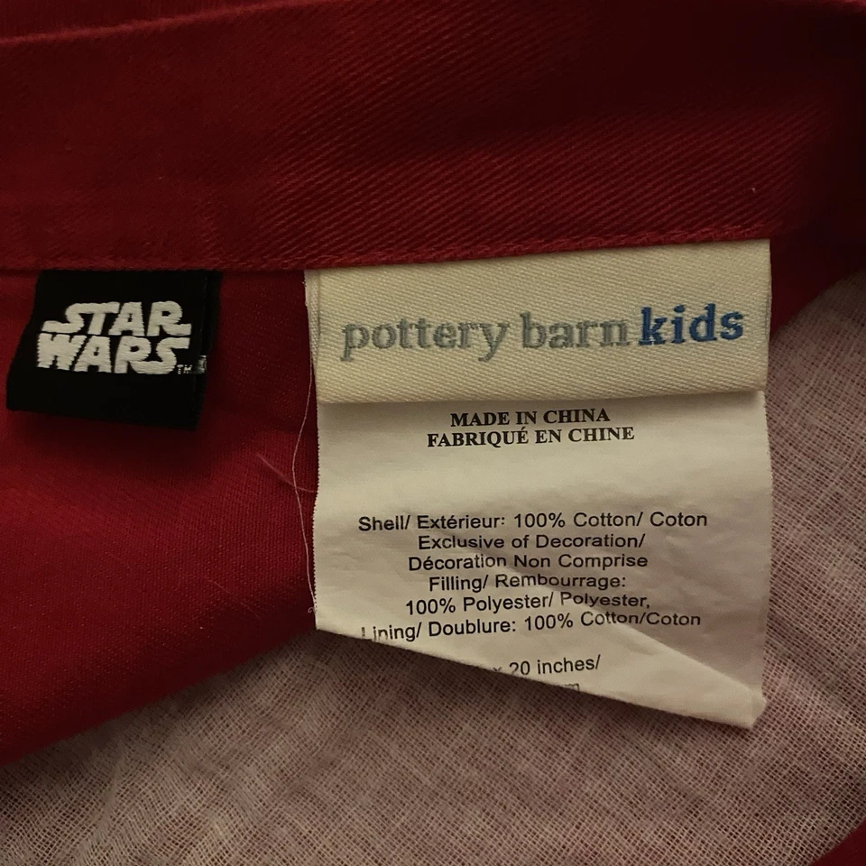 Pottery Barn Kids Pillow Sham Square Red Star Wars Storm Trooper Bedding 50x50cm - Image 3 of 4