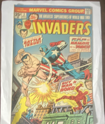 Marvel Comics The Invaders #3 Bronze Age 1975 Captain America Namor Human Torch