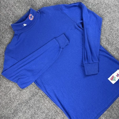 Vintage Chicago Cubs Turtleneck Mock Neck Blue Majestic Official USA Size XL