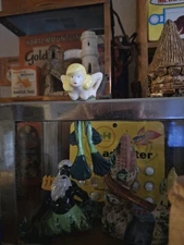 Vintage Ceramic Aquarium Beautiful Hanging Balancing Blonde Frog Girl Mermaid