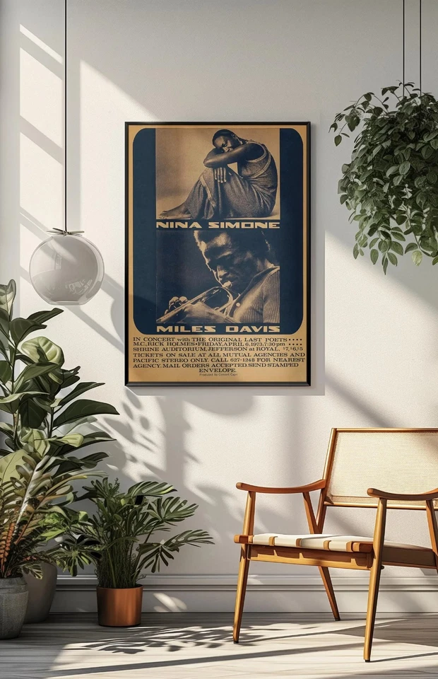 Nina Simone & Miles Davis 1973 Concert Poster,  Vintage Jazz Wall Decor, Noframe - Image 3 of 4