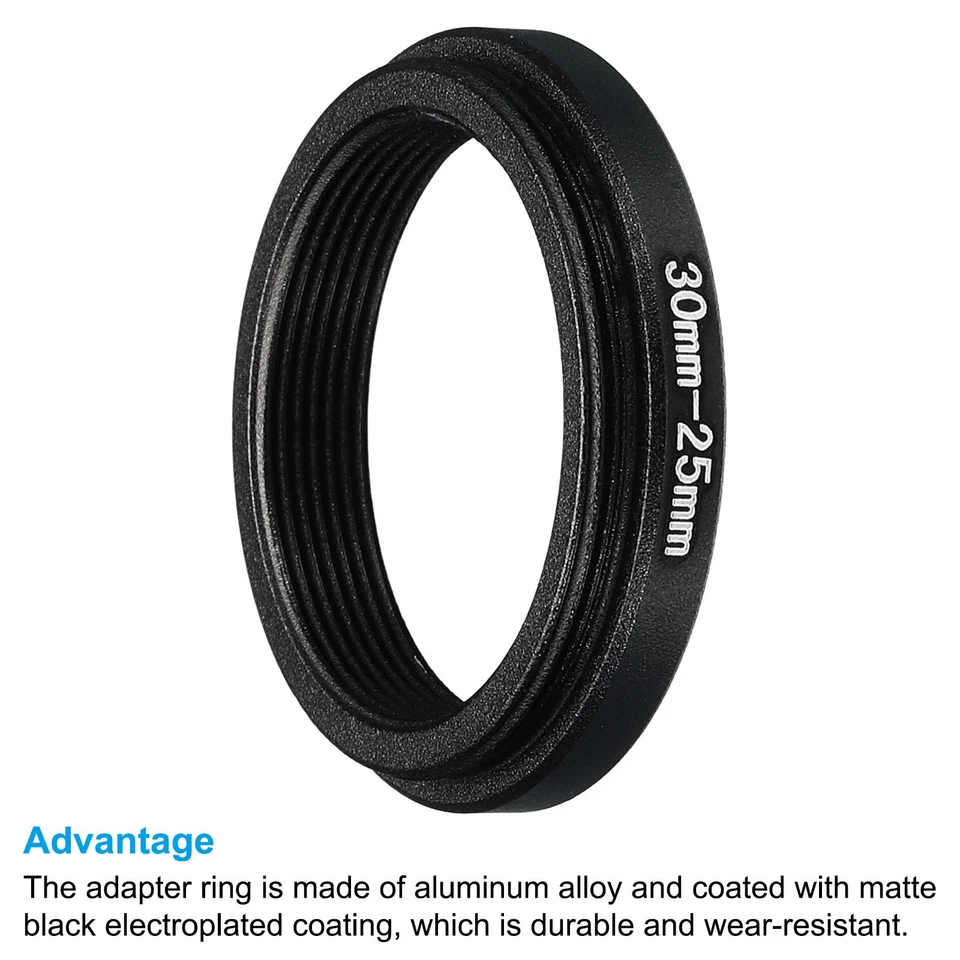 Anillo reductor de metal de 30 mm-25 mm, anillo adaptador de filtro de lente de cámara negro Foto 4 de 4