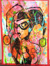 ATC  ACEO  HARLEY QUINN  Abstract  Pop  Art
