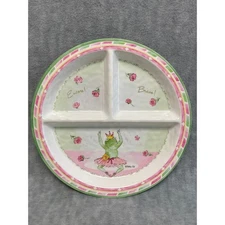 Baby Cie Plate Divided Frog Ballerina Encore Bravo Pink Green Eating Meals