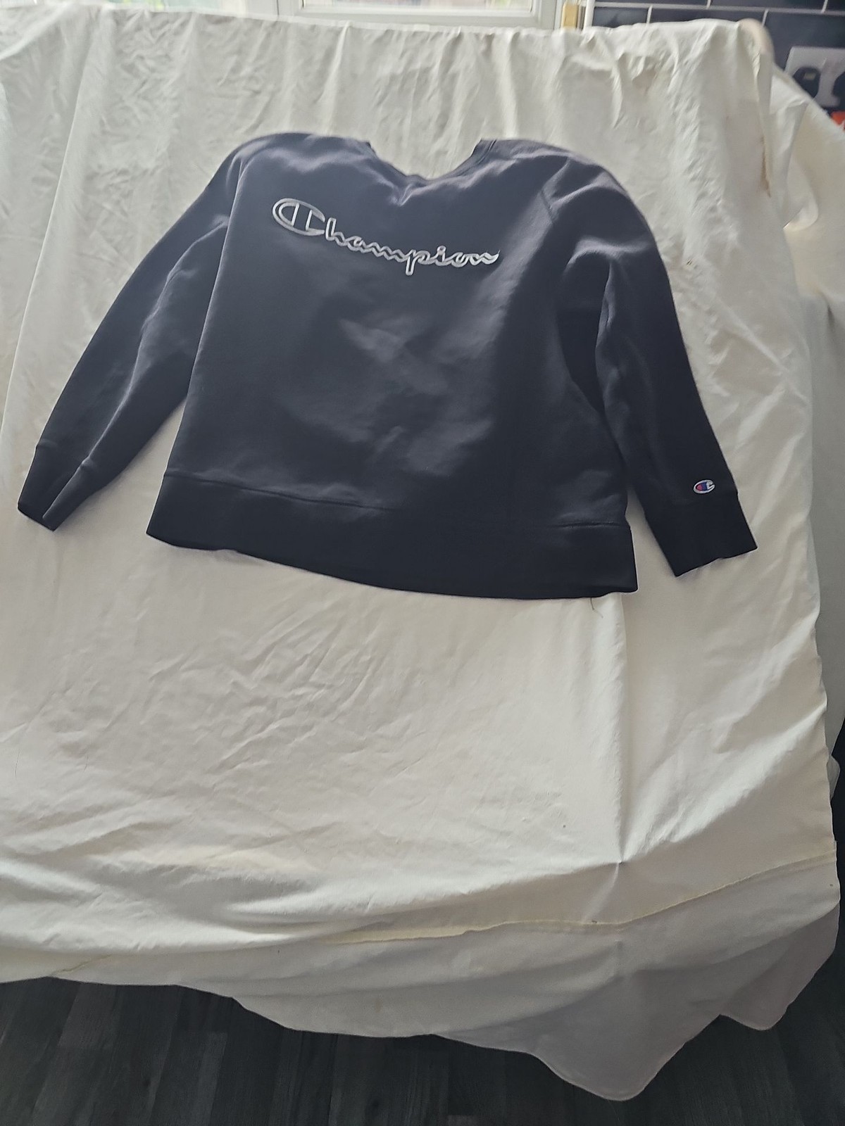 Vintage Champion Script Logo Sweatshirt Black XL