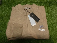 Travis Mathew Mens Cloud 1/4 Zip Sweatshirt NGLA Logo Portabella Beige Medium