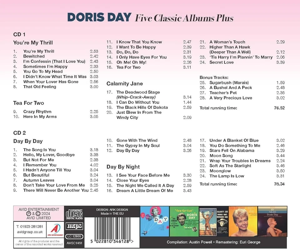 Doris Day Five Classic Albums Plus 2-CD NEW SEALED 2024 Remastered Calamity Jane - Image 2 of 4