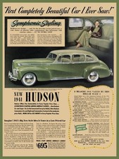 1941 Hudson Super Six Sedan Auto In Green New Sign 24x30 Usa Steel Xl Size