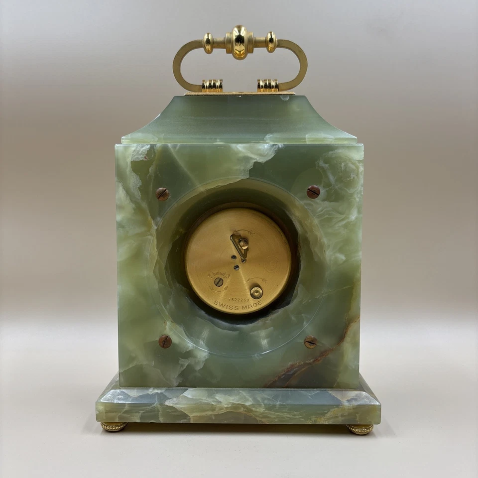 Bucherer Onyx Desk Clock 8.5"a - Image 3 of 4