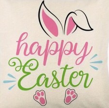 Happy Easter Bunny Spring Throw Pillow Cover Holiday Spring Home Decor 12 x20