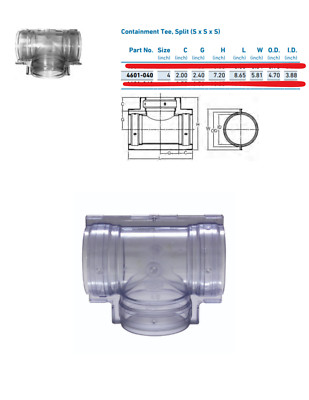 Georg Fischer Contain-It, 4'' Clear PVC Tee 4601-040
