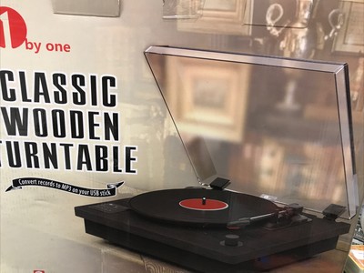 1byone classic wooden turntable