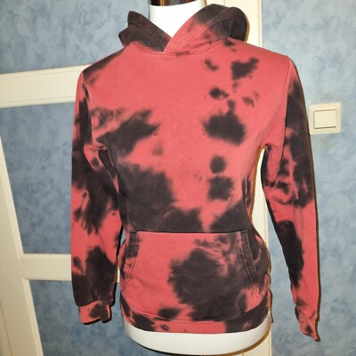 Women's sweat hooded sweater hoodie batik black/red size 146/152 cotton