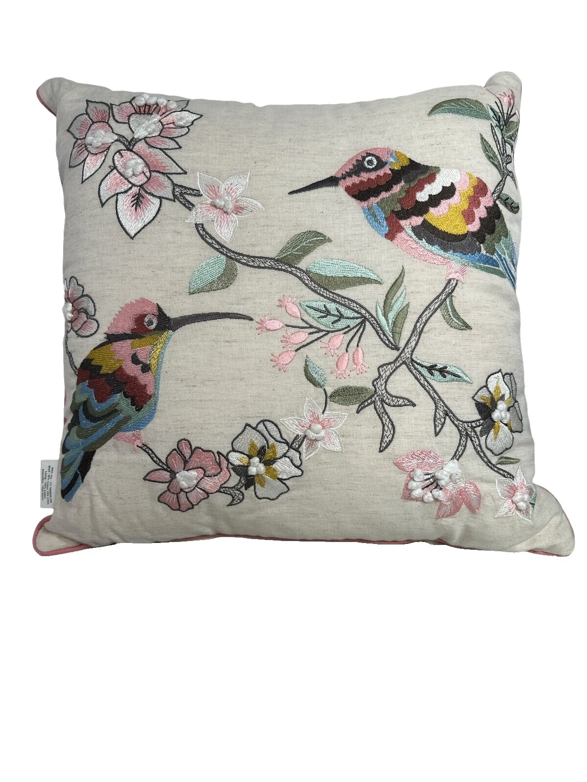 Linen Blend Embroidered Cushion Home Décor Pillows