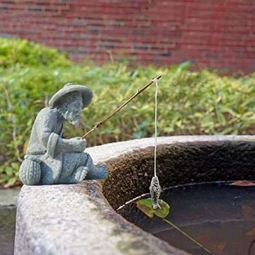 quarium Mini Fisherman Statuesian Zen Decoration Sitting Fishing Figurines A - Picture 5 of 7