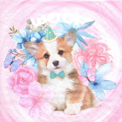 Lot De 20 Serviettes En Papier Chiens 33x33cm - Motif Imprimé Coloré Pour Anniversaire
