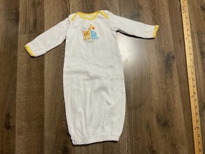 Carter's Sleepwear, Baby 0-3 Months, White Yellow Long Sleeve Giraffe & Elephant