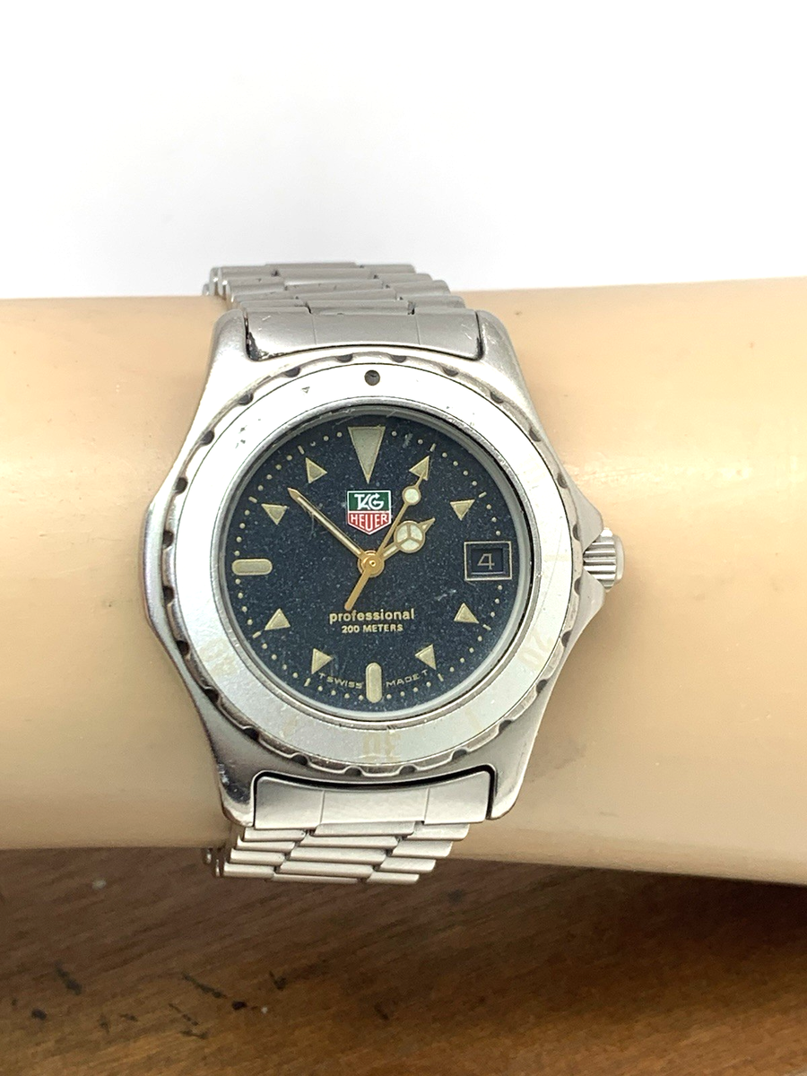 Tag Heuer Watch 972.613R Swiss Quartz Vintage Black Dial Silver