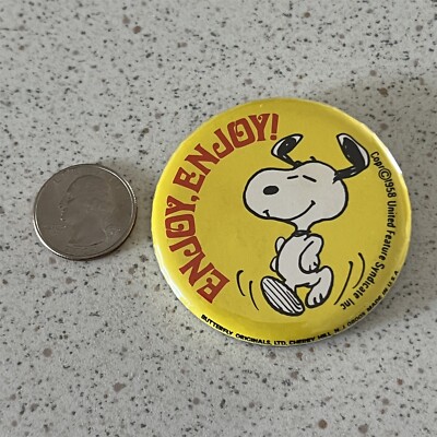 Snoopy Enjoy Enjoy The Peanuts Funny Humorous Pinback Button #46801