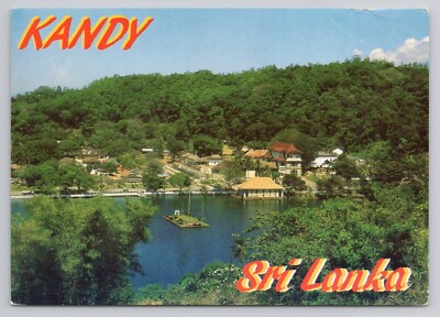 Vintage Kandy Sri Lanka Postcard Panoramic Temple of the Tooth Rusty Spotted Cat