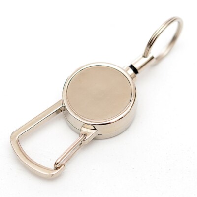 Retractable Key Ring ID Metal Lanyard Name Tag Card Holder Recoil Reel Belt Clip