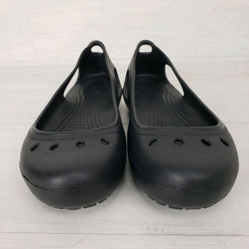 Crocs Women’s Kadee Black Rubber Ballet Flat Size 10 - Picture 4 of 9