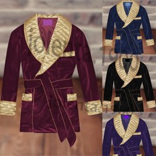 Men's Smoking Jackets Velvet Robes Quilted Jackets with Belt Dinner Party Coats
