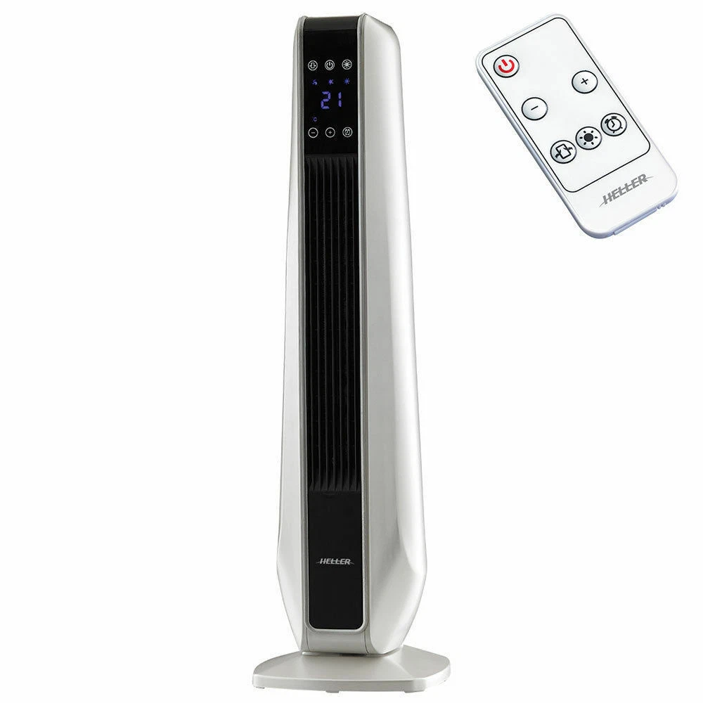 Heller 2400W Ceramic Tower Heater w Remote Touch Screen Thermostat LED Display