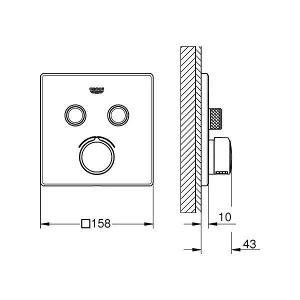 GROHE Unterputzmischer SmartControl 29148 eckig FMS 2 Absperrventile chrom - Bild 3 von 3