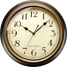 Metal Wall Clock, 13'' Non Ticking Classic Silent Iron Wall Clocks Decorative Ki
