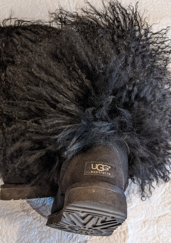 UGG Black Mongolian Hair Sheepskin lined S/N 3166 Boots Size 5 - Photo 6/12