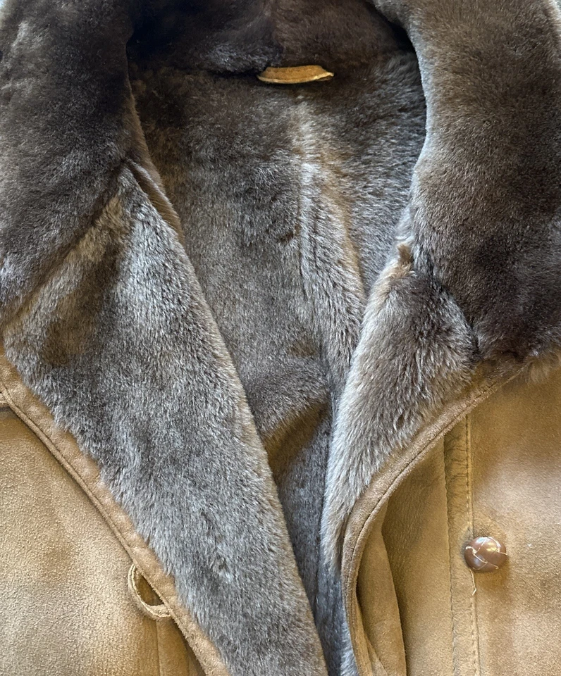 Hermoso Abrigo Largo Vintage Sawyer of Napa Marrón Castaño Piel de Oveja, M Largo Foto 3 de 4