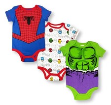 Marvel Bodysuits 18 Months Spiderman The Hulk Costume Creepers Baby Boys