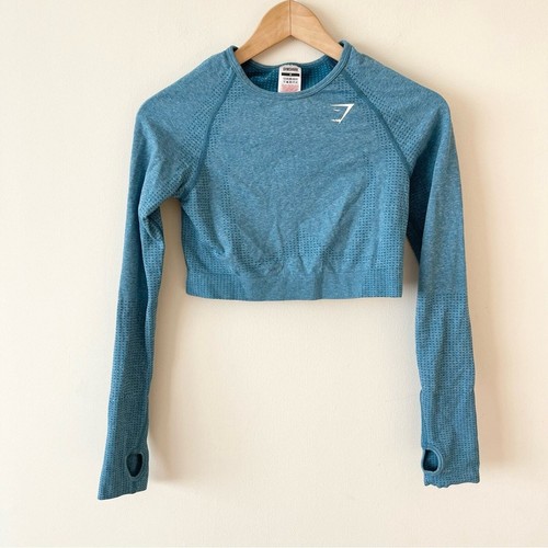Gymshark Vital Seamless 2.0 Long Sleeve Crop Top Woman’s size M Teal