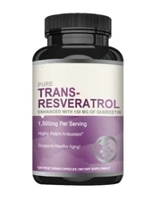 Trans Resveratrol 1500mg Highly Purified Bioavailable Resveratrol Quercetin 120C
