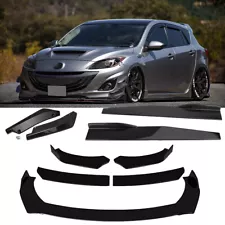 For 2004-21 Mazda 2 3 5 Front Bumper Lip Splitter Spoiler Side Skirt Body Kit