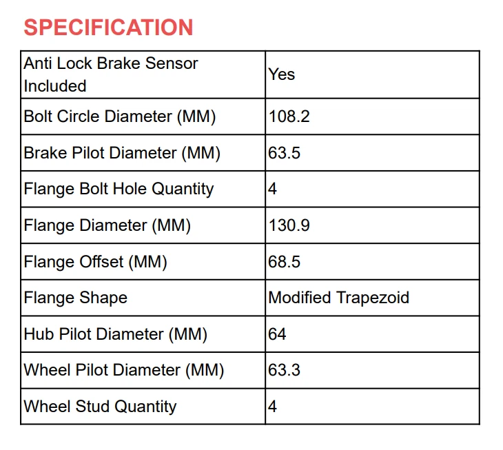 Conjunto de cojinete de cubo de rueda trasera para Ford Fiesta 2011 2012 2013 2014-2018 4 tacos Foto 3 de 4