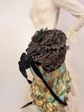 ORNATE VICTORIAN 1880 S STRAW BONNET W FLORALS SILK VOILE TRIM