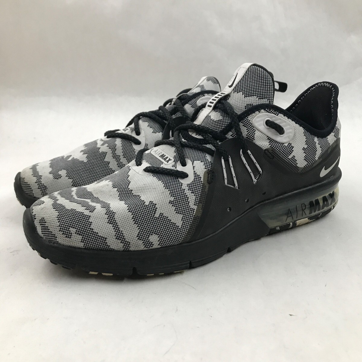 Nike Air Max Sequent Mens AR0251-001 Black White Camo