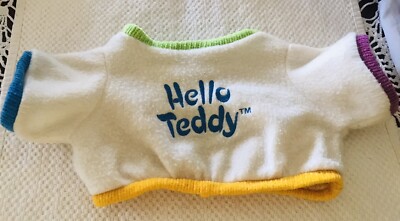 Dan Dee Hello Teddy Plush Shirt Blue Words