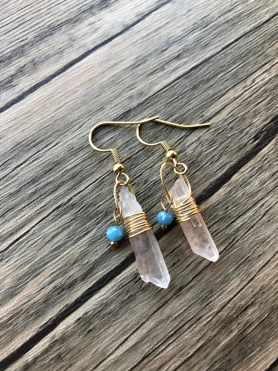 Crescent moon crystal earrings, moon crystal earrings, moon and sun, angel  aura Quartz, moonstone earrings - AliExpress