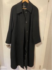 Womens Black Button Pendleton Wool Cashmere Blend Long Trench Coat Size Size 20w