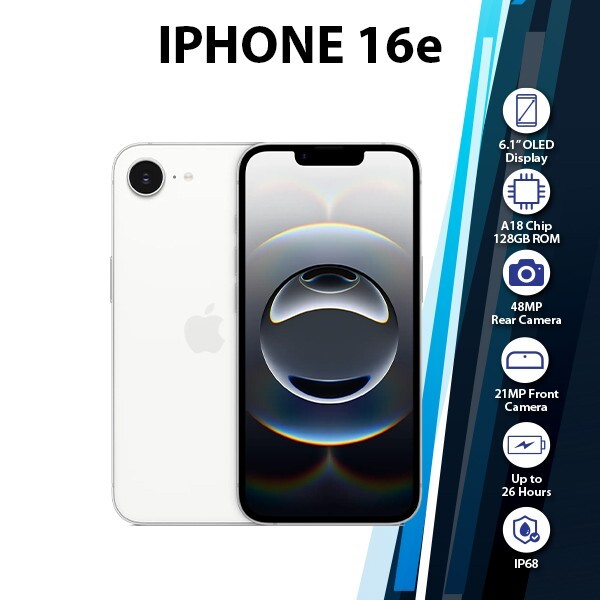 Apple iPhone 16e 5G iOS Cell Phone (White/8GB+128GB/Dual SIM