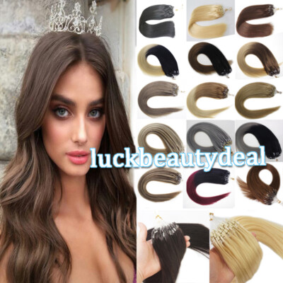 Loop Micro Ring Tip Hair Extensions Silicone Micro Beads Link Remy Human Hair 1g
