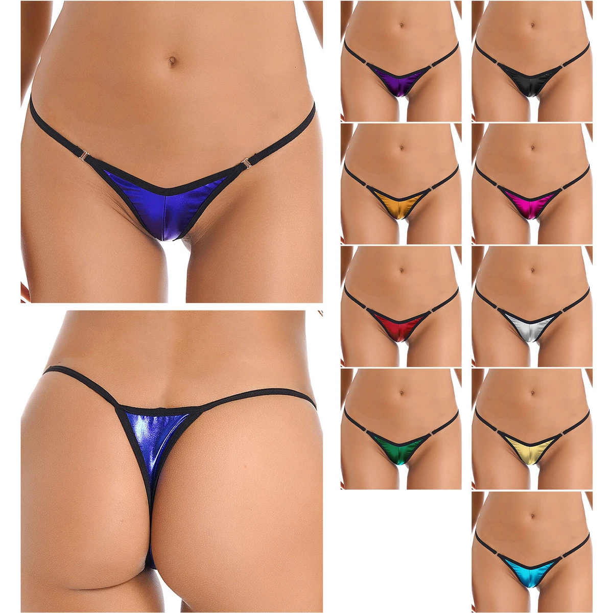 Sexy Women Micro String Metallic Thong Bikini Briefs T-back G-string Panties