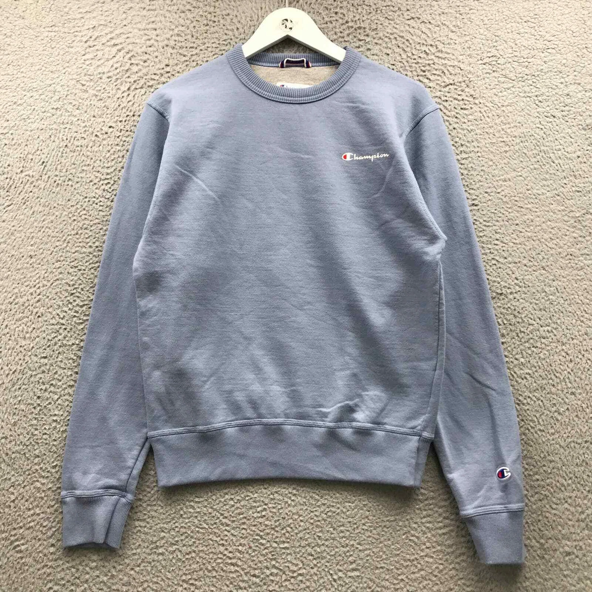 Champion Sweatshirt Hoodie Men's Small S Long Sleeve Logo Crew Neck Light  Blue | eBay