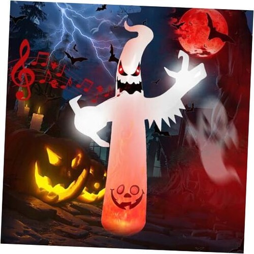 8 FT Huge Halloween Inflatables Ghost Outdoor Decorations with Sound, white